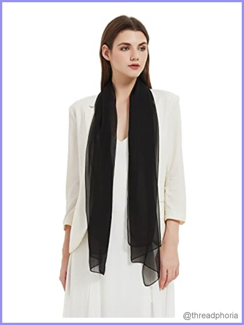 Silk Polyester Long Sheer Scarf Fashion Wrap Lightweight Soft